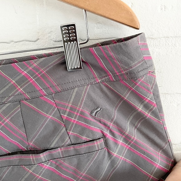 Golf America Skort Plaid Argyle Gray Pink Lime Green Sporty Cotton Stretch Sz 16 - Picture 8 of 14